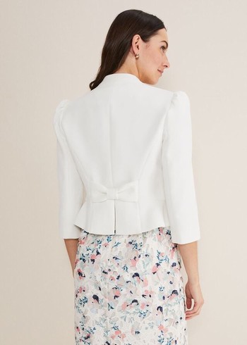 Phase Eight Isabella Bow Jackets White USA | 4085276-PI